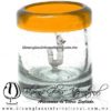 Tequilero Cilíndrico con Gusanito y Borde de Color Naranja, Fábrica de Vidrio Soplado Artesanal, made in México - Blown Glass Factory Store Tonala, Handcraft, Handmade.