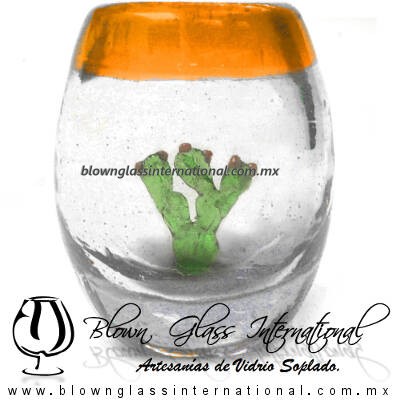 Tequilero barril con Nopal y Borde de color, Fábrica de Vidrio Soplado Artesanal, made in México - Blown Glass Factory Store Tonala, Handcraft, Handmade. Tequilero barril con Nopal y Borde de color, Fábrica de Vidrio Soplado Artesanal, made in México - Blown Glass Factory Store Tonala, Handcraft, Handmade.