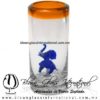 Tequilero Cilíndrico con Elefante y Borde de Color Naranja, Fábrica de Vidrio Soplado Artesanal, made in México - Blown Glass Factory Store Tonala, Handcraft, Handmade.