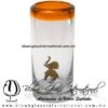 Tequilero Cilíndrico con Elefante y Borde de Color Naranja, Fábrica de Vidrio Soplado Artesanal, made in México - Blown Glass Factory Store Tonala, Handcraft, Handmade.