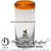 Tequilero Cilíndrico Cristal con Rancherito y Borde de Color Naranja. Fábrica de Vidrio Soplado Artesanal, made in México - Blown Glass Factory Store Tonala, Handcraft, Handmade. Tequilero Cilíndrico Cristal con Rancherito y Borde de Color Naranja. Fábrica de Vidrio Soplado Artesanal, made in México - Blown Glass Factory Store Tonala, Handcraft, Handmade.
