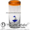 Tequilero Cilíndrico con Barco Velero y Borde de Color Naranja, Fábrica de Vidrio Soplado Artesanal, made in México - Blown Glass Factory Store Tonala, Handcraft, Handmade. Tequilero Cilíndrico con Barco Velero y Borde de Color Naranja, Fábrica de Vidrio Soplado Artesanal, made in México - Blown Glass Factory Store Tonala, Handcraft, Handmade.