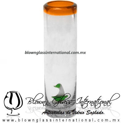 Tequilero Cilíndrico con Barco Velero y Borde de Color Naranja, Fábrica de Vidrio Soplado Artesanal, made in México - Blown Glass Factory Store Tonala, Handcraft, Handmade. Tequilero Cilíndrico con Barco Velero y Borde de Color Naranja, Fábrica de Vidrio Soplado Artesanal, made in México - Blown Glass Factory Store Tonala, Handcraft, Handmade.