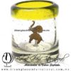Tequilero Cilíndrico con Elefante y Borde de Color Amarillo, Fábrica de Vidrio Soplado Artesanal, made in México - Blown Glass Factory Store Tonala, Handcraft, Handmade.