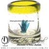 Tequilero Cilíndrico con Agave y Borde de Color Amarillo, Fábrica de Vidrio Soplado Artesanal, made in México - Blown Glass Factory Store Tonala, Handcraft, Handmade.