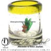 Tequilero Cilíndrico con Agave-Rancherito y Borde de Color Amarillo. Fábrica de Vidrio Soplado Artesanal, made in México - Blown Glass Factory Store Tonala, Handcraft, Handmade.