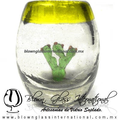 Tequilero barril con Nopal y Borde de color, Fábrica de Vidrio Soplado Artesanal, made in México - Blown Glass Factory Store Tonala, Handcraft, Handmade. Tequilero barril con Nopal y Borde de color, Fábrica de Vidrio Soplado Artesanal, made in México - Blown Glass Factory Store Tonala, Handcraft, Handmade.