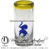 Tequilero Cilíndrico con Elefante y Borde de Color Amarillo, Fábrica de Vidrio Soplado Artesanal, made in México - Blown Glass Factory Store Tonala, Handcraft, Handmade.