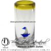 Tequilero Cilíndrico con Barco Velero y Borde de Color Amarillo, Fábrica de Vidrio Soplado Artesanal, made in México - Blown Glass Factory Store Tonala, Handcraft, Handmade. Tequilero Cilíndrico con Barco Velero y Borde de Color Amarillo, Fábrica de Vidrio Soplado Artesanal, made in México - Blown Glass Factory Store Tonala, Handcraft, Handmade.