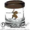 Tequilero Cilíndrico con Elefante y Borde de Color chocolate, Fábrica de Vidrio Soplado Artesanal, made in México - Blown Glass Factory Store Tonala, Handcraft, Handmade.