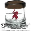 Tequilero Cilíndrico con Elefante y Borde de Color chocolate, Fábrica de Vidrio Soplado Artesanal, made in México - Blown Glass Factory Store Tonala, Handcraft, Handmade.