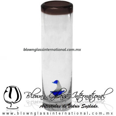 Tequilero Cilíndrico con Barco Velero y Borde de Color Chocolate, Fábrica de Vidrio Soplado Artesanal, made in México - Blown Glass Factory Store Tonala, Handcraft, Handmade. Tequilero Cilíndrico con Barco Velero y Borde de Color Chocolate, Fábrica de Vidrio Soplado Artesanal, made in México - Blown Glass Factory Store Tonala, Handcraft, Handmade.
