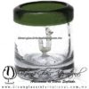 Tequilero Cilíndrico con Gusanito y Borde de Color Verde Olivo, Fábrica de Vidrio Soplado Artesanal, made in México - Blown Glass Factory Store Tonala, Handcraft, Handmade.