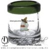 Tequilero Cilíndrico Cristal con Rancherito y Borde de Color Verde Olivo. Fábrica de Vidrio Soplado Artesanal, made in México - Blown Glass Factory Store Tonala, Handcraft, Handmade. Tequilero Cilíndrico Cristal con Rancherito y Borde de Color Verde Olivo. Fábrica de Vidrio Soplado Artesanal, made in México - Blown Glass Factory Store Tonala, Handcraft, Handmade.
