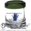 Tequilero Cilíndrico con Agave y Borde de Color Verde Olivo, Fábrica de Vidrio Soplado Artesanal, made in México - Blown Glass Factory Store Tonala, Handcraft, Handmade.