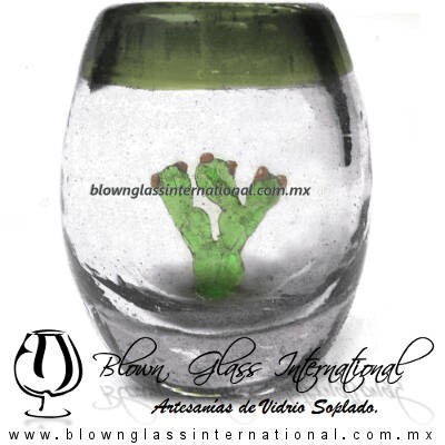 Tequilero barril con Nopal y Borde de color, Fábrica de Vidrio Soplado Artesanal, made in México - Blown Glass Factory Store Tonala, Handcraft, Handmade. Tequilero barril con Nopal y Borde de color, Fábrica de Vidrio Soplado Artesanal, made in México - Blown Glass Factory Store Tonala, Handcraft, Handmade.
