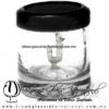 Tequilero Cilíndrico con Gusanito y Borde de Color Negro, Fábrica de Vidrio Soplado Artesanal, made in México - Blown Glass Factory Store Tonala, Handcraft, Handmade.