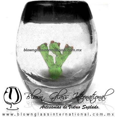 Tequilero barril con Nopal y Borde de color, Fábrica de Vidrio Soplado Artesanal, made in México - Blown Glass Factory Store Tonala, Handcraft, Handmade. Tequilero barril con Nopal y Borde de color, Fábrica de Vidrio Soplado Artesanal, made in México - Blown Glass Factory Store Tonala, Handcraft, Handmade.