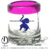 Tequilero Cilíndrico con Elefante y Borde de Color Rosa Fucsia fiusha, Fábrica de Vidrio Soplado Artesanal, made in México - Blown Glass Factory Store Tonala, Handcraft, Handmade.