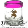 Tequilero Cilíndrico con Elefante y Borde de Color Rosa Fucsia fiusha, Fábrica de Vidrio Soplado Artesanal, made in México - Blown Glass Factory Store Tonala, Handcraft, Handmade.