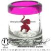 Tequilero Cilíndrico con Elefante y Borde de Color Rosa Fucsia fiusha, Fábrica de Vidrio Soplado Artesanal, made in México - Blown Glass Factory Store Tonala, Handcraft, Handmade.