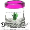 Tequilero Cilíndrico con Agave y Borde de Color Fucsia, Fábrica de Vidrio Soplado Artesanal, made in México - Blown Glass Factory Store Tonala, Handcraft, Handmade.