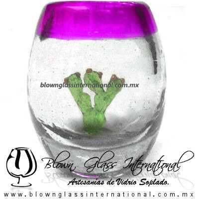 Tequilero barril con Nopal y Borde de color, Fábrica de Vidrio Soplado Artesanal, made in México - Blown Glass Factory Store Tonala, Handcraft, Handmade. Tequilero barril con Nopal y Borde de color, Fábrica de Vidrio Soplado Artesanal, made in México - Blown Glass Factory Store Tonala, Handcraft, Handmade.