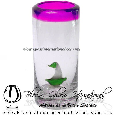 Tequilero Cilíndrico con Barco Velero y Borde de Color Pintado Rosa Mexicano Fucsia Fiusha, Fábrica de Vidrio Soplado Artesanal, made in México - Blown Glass Factory Store Tonala, Handcraft, Handmade. Tequilero Cilíndrico con Barco Velero y Borde de Color Pintado Rosa Mexicano Fucsia Fiusha, Fábrica de Vidrio Soplado Artesanal, made in México - Blown Glass Factory Store Tonala, Handcraft, Handmade.
