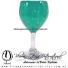 Copa Vino Sólido y Acanalado de Color Azul Teal, Turquesa, Fábrica de Vidrio Soplado Artesanal, made in México - Blown Glass Factory Store Tonala, Handcraft, Handmade.