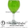 Copa Vino Sólido y Acanalado de Color Verde Lima, Fábrica de Vidrio Soplado Artesanal, made in México - Blown Glass Factory Store Tonala, Handcraft, Handmade.
