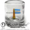 Tequilero Cilíndrico Cristal con Bandera de Argentina. Fábrica de Vidrio Soplado Artesanal, made in México - Blown Glass Factory Store Tonala, Handcraft, Handmade.