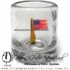 Tequilero Cilíndrico Cristal con Bandera de Estados Unidos. Fábrica de Vidrio Soplado Artesanal, made in México - Blown Glass Factory Store Tonala, Handcraft, Handmade.