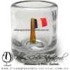 Tequilero Cilíndrico Cristal con Bandera de México. Fábrica de Vidrio Soplado Artesanal, made in México - Blown Glass Factory Store Tonala, Handcraft, Handmade.