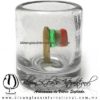 Tequilero Cilíndrico Cristal con Bandera de México. Fábrica de Vidrio Soplado Artesanal, made in México - Blown Glass Factory Store Tonala, Handcraft, Handmade.