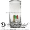 Tequilero Cilíndrico Cristal con Bandera de México. Fábrica de Vidrio Soplado Artesanal, made in México - Blown Glass Factory Store Tonala, Handcraft, Handmade.