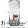 Tequilero Cilíndrico Cristal con Bandera de Argentina. Fábrica de Vidrio Soplado Artesanal, made in México - Blown Glass Factory Store Tonala, Handcraft, Handmade.