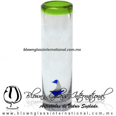 Tequilero Cilíndrico con Barco Velero y Borde de Color Verde Lima, Fábrica de Vidrio Soplado Artesanal, made in México - Blown Glass Factory Store Tonala, Handcraft, Handmade. Tequilero Cilíndrico con Barco Velero y Borde de Color Verde Lima, Fábrica de Vidrio Soplado Artesanal, made in México - Blown Glass Factory Store Tonala, Handcraft, Handmade.