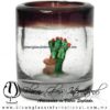 Tequilero Cilíndrico con Nopal-Rancherito y Borde de Color Amatista. Fábrica de Vidrio Soplado Artesanal, made in México - Blown Glass Factory Store Tonala, Handcraft, Handmade.