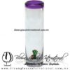 Tequilero Cilíndrico con Nopal-Rancherito y Borde de Color Morado. Fábrica de Vidrio Soplado Artesanal, made in México - Blown Glass Factory Store Tonala, Handcraft, Handmade.