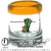 Tequilero Cilíndrico con Nopal-Rancherito y Borde de Color Naranja. Fábrica de Vidrio Soplado Artesanal, made in México - Blown Glass Factory Store Tonala, Handcraft, Handmade.