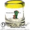 Tequilero Cilíndrico con Nopal-Rancherito y Borde de Color Amarillo. Fábrica de Vidrio Soplado Artesanal, made in México - Blown Glass Factory Store Tonala, Handcraft, Handmade.
