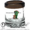 Tequilero Cilíndrico con Nopal-Rancherito y Borde de Color Chocolate. Fábrica de Vidrio Soplado Artesanal, made in México - Blown Glass Factory Store Tonala, Handcraft, Handmade.