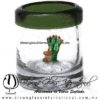 Tequilero Cilíndrico con Nopal-Rancherito y Borde de Color Verde Olivo. Fábrica de Vidrio Soplado Artesanal, made in México - Blown Glass Factory Store Tonala, Handcraft, Handmade.