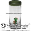 Tequilero Cilíndrico con Nopal-Rancherito y Borde de Color Verde Olivo. Fábrica de Vidrio Soplado Artesanal, made in México - Blown Glass Factory Store Tonala, Handcraft, Handmade.