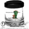 Tequilero Cilíndrico con Nopal-Rancherito y Borde de Color Negro. Fábrica de Vidrio Soplado Artesanal, made in México - Blown Glass Factory Store Tonala, Handcraft, Handmade.