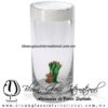 Tequilero Cilíndrico con Nopal-Rancherito y Borde de Color Blanco Opalino. Fábrica de Vidrio Soplado Artesanal, made in México - Blown Glass Factory Store Tonala, Handcraft, Handmade.