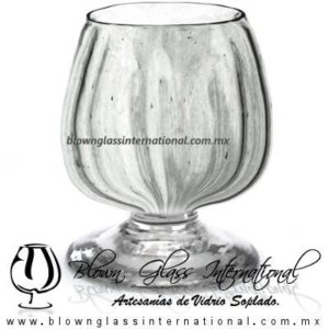 Copa Coñac Cristal Acanalada Artesanal. Fábrica de Vidrio Soplado Artesanal, made in México - Blown Glass Factory Store Tonala, Handcraft, Handmade.