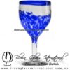 Copa Vino Borde y Pintas Inferior de Color Azul Cobalto. Fábrica de Vidrio Soplado Artesanal, made in México - Blown Glass Factory Store Tonala, Handcraft, Handmade.