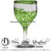 Copa Vino Borde y Pintas Inferior de Color Verde Lima. Fábrica de Vidrio Soplado Artesanal, made in México - Blown Glass Factory Store Tonala, Handcraft, Handmade.