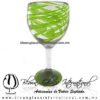 Copa Vino Hilo Jalado y Pie de Color Verde Lima, Fábrica de Vidrio Soplado Artesanal, made in México - Blown Glass Factory Store Tonala, Handcraft, Handmade.
